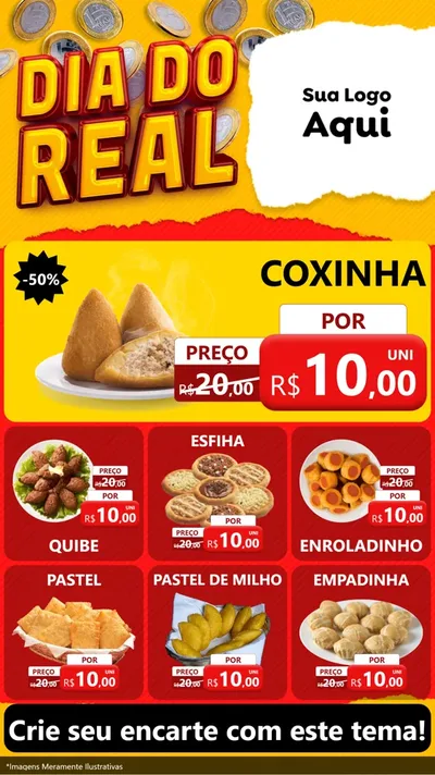 Modelo de Rede Social para Stories com o tema Dia Do Real para Salgadaria