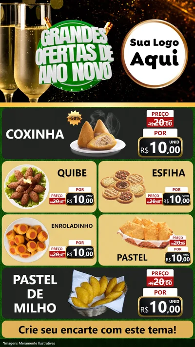 Modelo de TV para TV Vertical com o tema Grandes Ofertas de Ano Novo para Salgadaria