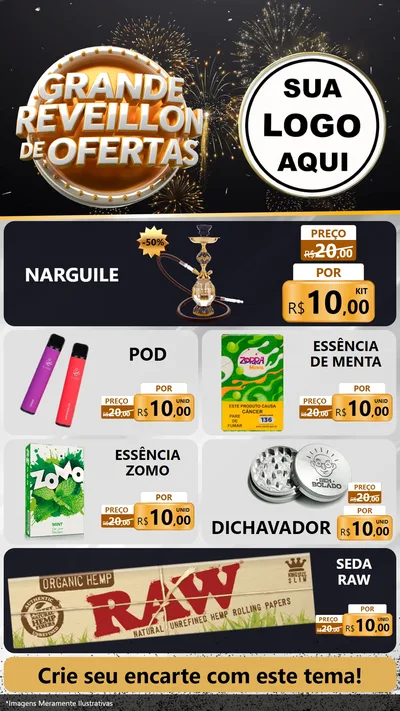 Modelo de TV para TV Vertical com o tema Grande Réveillon de Ofertas para Tabacaria
