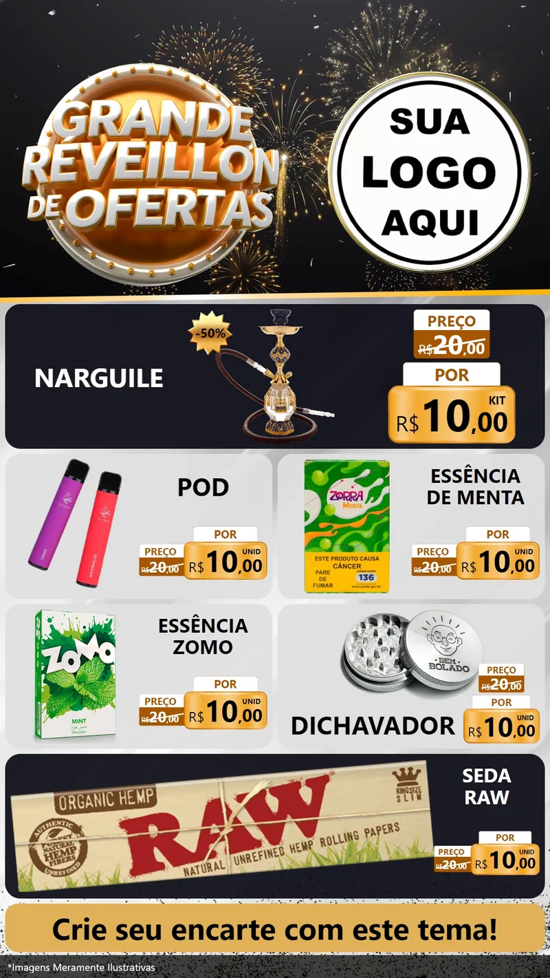 Modelo de TV para TV Vertical com o tema Grande Réveillon de Ofertas para Tabacaria