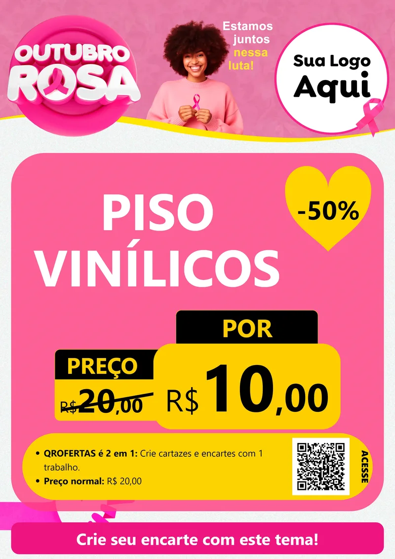 Modelo de Cartaz para Cartaz A4 Vertical com o tema Outubro Rosa para Material para Construção