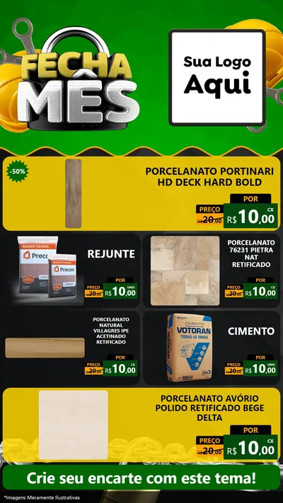 Modelo de TV para TV Vertical com o tema Fecha Mês para Pisos e revestimentos