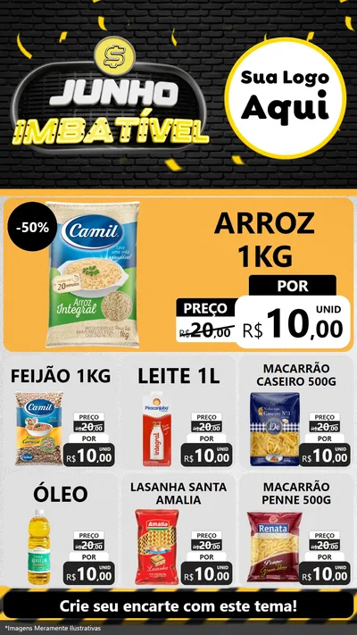 Modelo de Rede Social para Stories com o tema Junho Imbatível para Supermercado