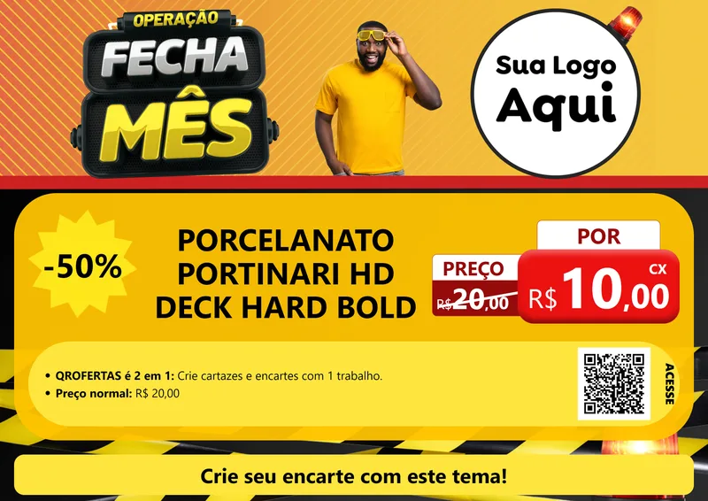 Modelo de Cartaz para Cartaz A4 Horizontal com o tema Operação Fecha Mês para Pisos e revestimentos
