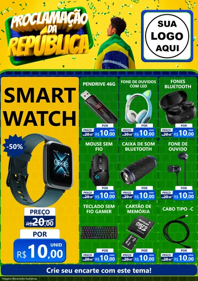 Modelo de Encarte para Encarte A4 Vertical com o tema Proclamação da República para Informática