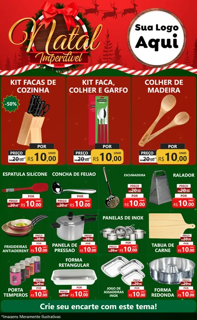 Modelo de Encarte para Encarte Grande com o tema Natal Imperdível para Utilidades Domésticas