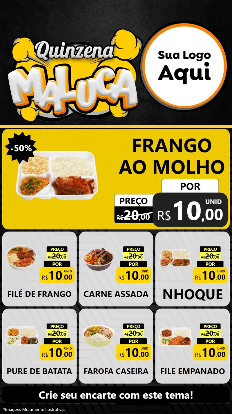Modelo de Rede Social para Stories com o tema Quinzena Maluca para Restaurante