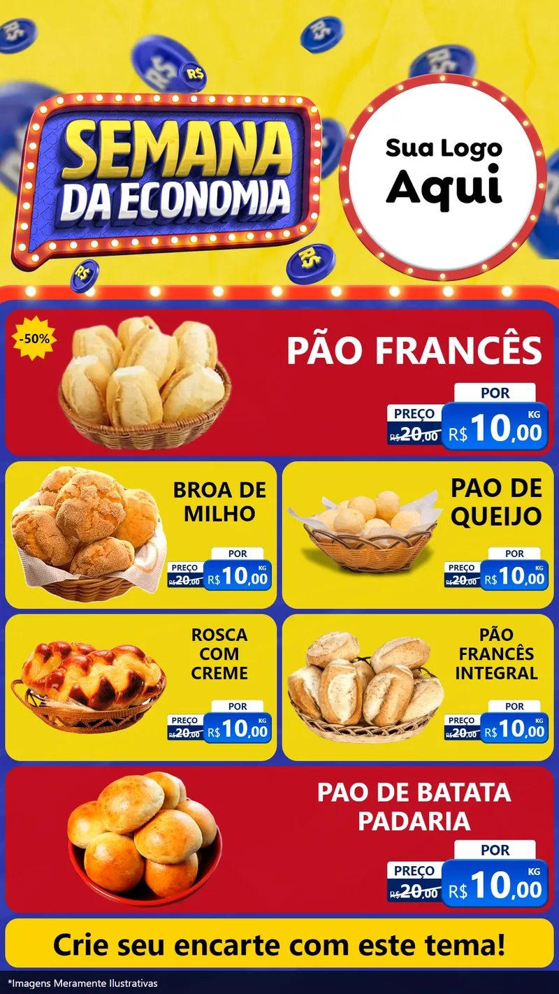 Modelo de TV para TV Vertical com o tema Semana da Economia para Padaria