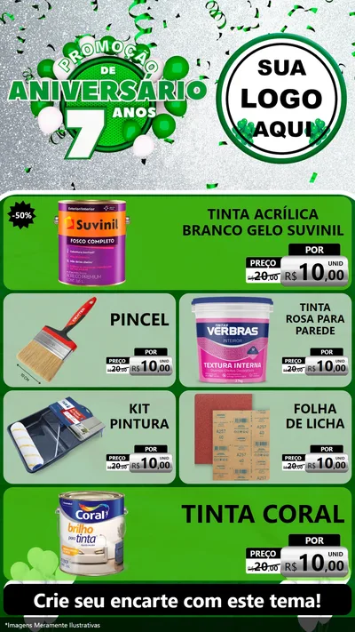 Modelo de TV para TV Vertical com o tema Promoção de Aniversário - 7 Anos para Tintas e Ferramentas