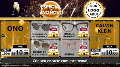Modelo de TV para TV Horizontal com o tema Especial de Ano Novo para Óticas