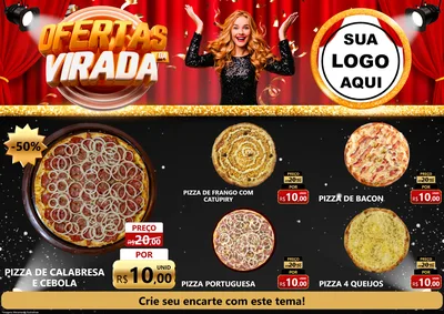 Modelo de Encarte para Encarte A4 Horizontal com o tema Ofertas da Virada para Pizzaria