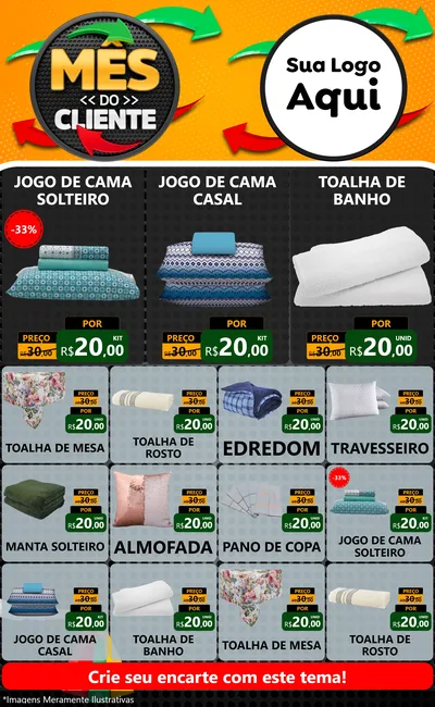 Modelo de Encarte para Encarte Grande com o tema Mês do Cliente para Cama, Mesa e Banho