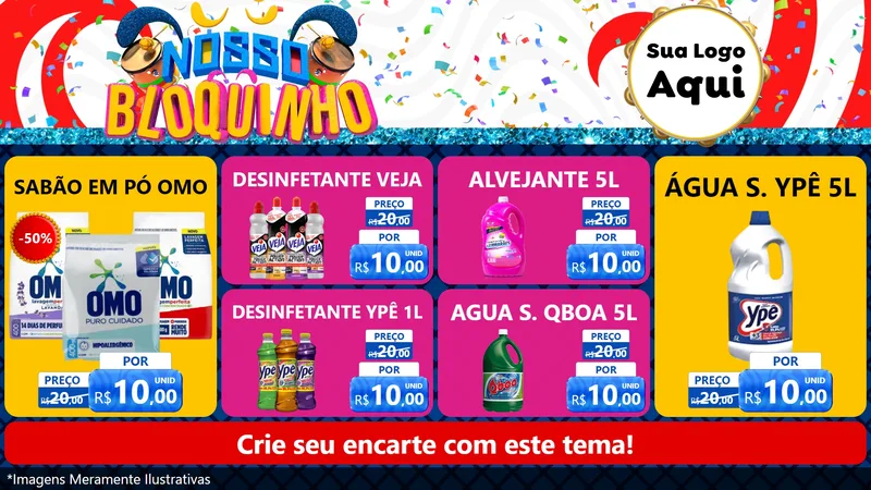 Modelo de TV para TV Horizontal com o tema Nosso Bloquinho para Produtos de Limpeza