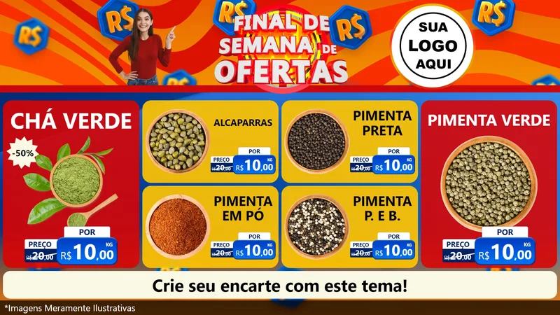 Modelo de TV para TV Horizontal com o tema Final de Semana de Ofertas para Produtos Naturais