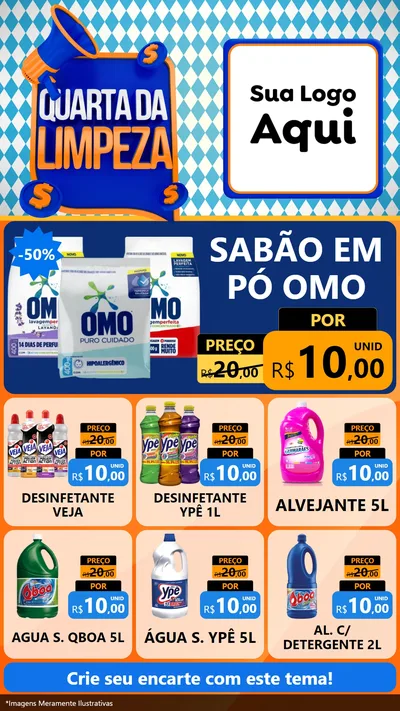 Modelo de Rede Social para Stories com o tema Quarta da Limpeza para Produtos de Limpeza
