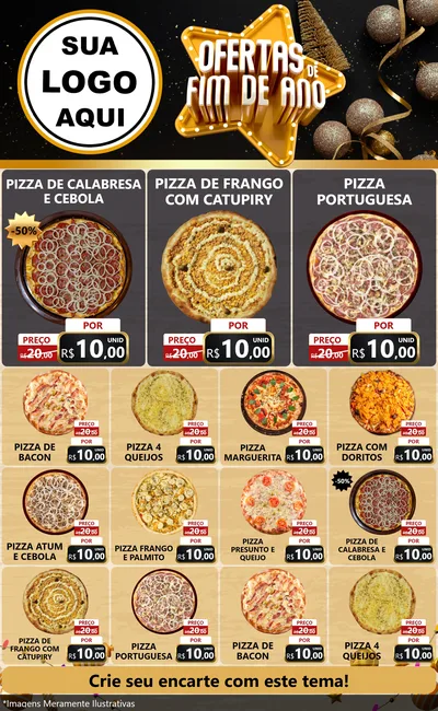 Modelo de Encarte para Encarte Grande com o tema Ofertas de Fim de Ano para Pizzaria