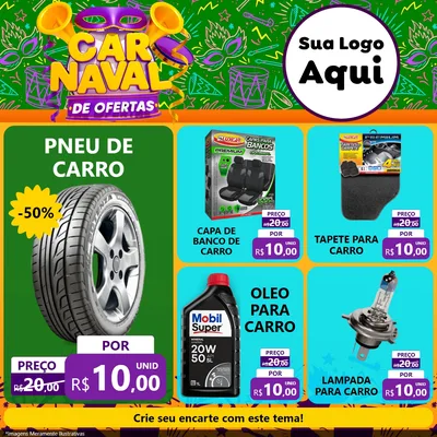 Modelo de Rede Social para Feed Facebook com o tema Carnaval de Ofertas para Auto peças