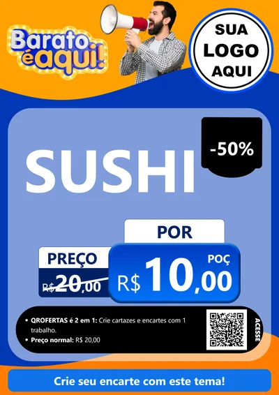 Modelo de Cartaz para Cartaz A4 Vertical com o tema Barato é aqui para Comida japonesa