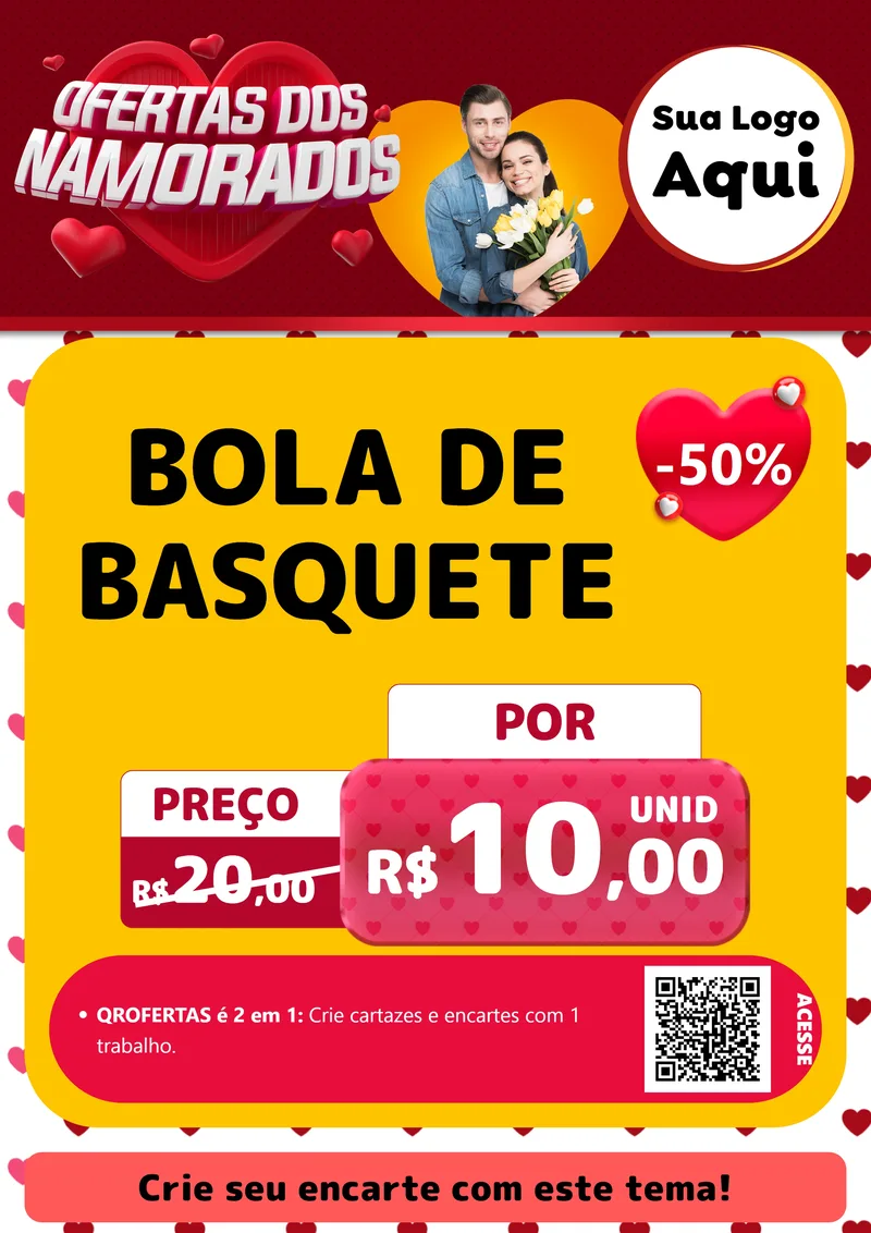 Modelo de Cartaz para Cartaz A4 Vertical com o tema Ofertas Dos Namorados para Artigos Esportivos