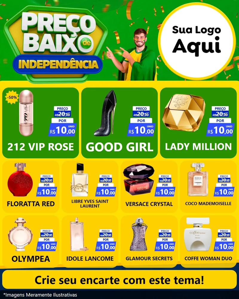Modelo de Rede Social para Feed Instagram com o tema Preço Baixo de Independência para Perfumes