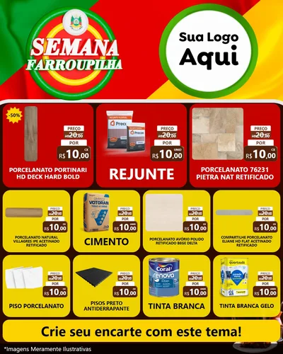 Modelo de Rede Social para Feed Instagram com o tema Semana Farroupilha para Pisos e revestimentos