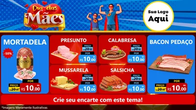 Modelo de TV para TV Horizontal com o tema Dia das Mães para Frios e Laticínios