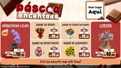 Modelo de TV para TV Horizontal com o tema Páscoa Encantada para Floricultura e jardim