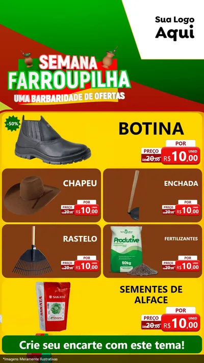 Modelo de TV para TV Vertical com o tema Semana Farroupilha - Uma Barbaridade de Ofertas para Agropecuária