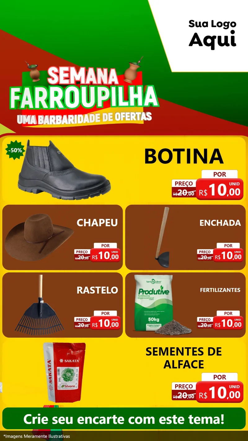Modelo de TV para TV Vertical com o tema Semana Farroupilha - Uma Barbaridade de Ofertas para Agropecuária