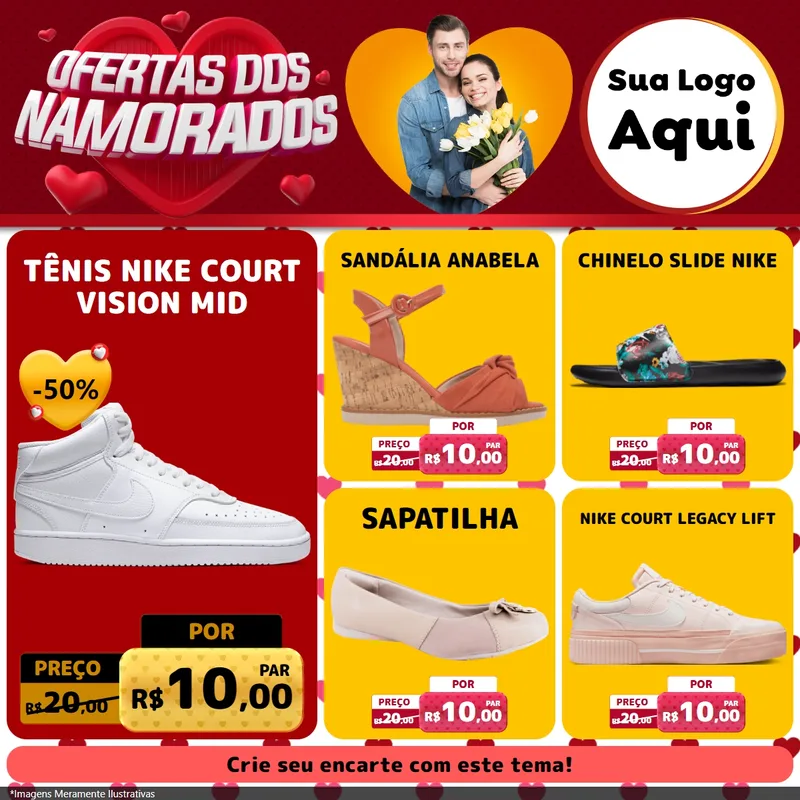 Modelo de Rede Social para Feed Facebook com o tema Ofertas Dos Namorados para Calçados