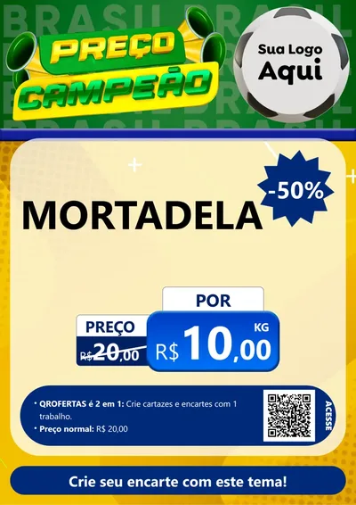Modelo de Cartaz para Cartaz A4 Vertical com o tema Preço Campeão - Copa para Frios e Laticínios