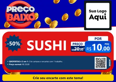 Modelo de Cartaz para Cartaz A4 Horizontal com o tema Preço Baixo para Comida japonesa