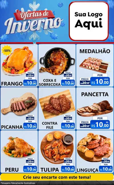 Modelo de Encarte para Encarte Grande com o tema Ofertas de Inverno para Assados