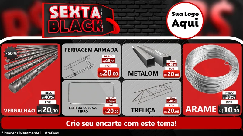 Modelo de TV para TV Horizontal com o tema Sexta Black para Ferragens
