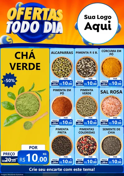 Modelo de Encarte para Encarte A4 Vertical com o tema Ofertas Todo Dia para Produtos Naturais