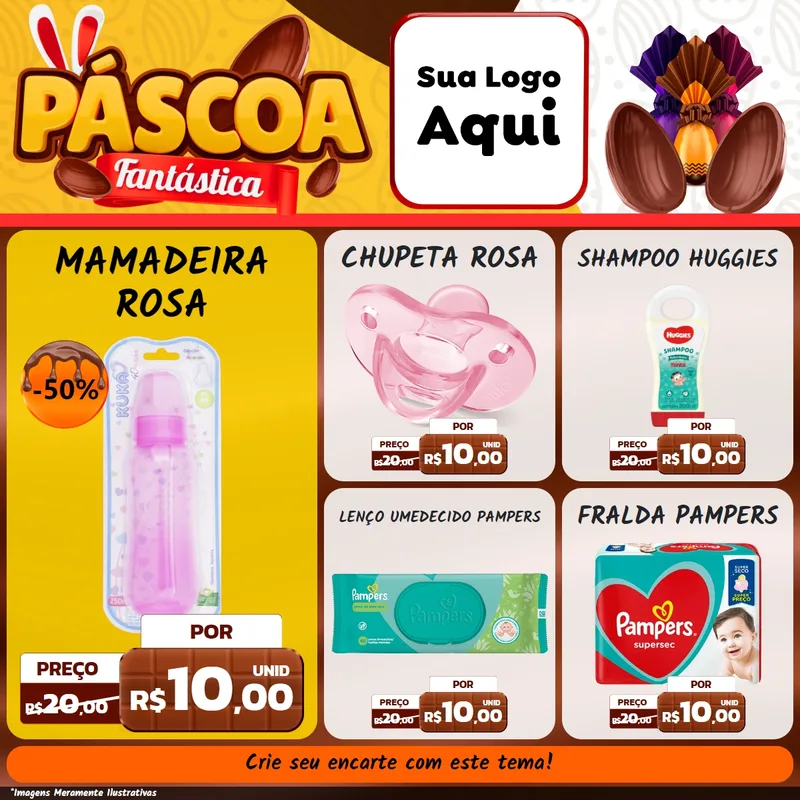 Modelo de Rede Social para Feed Facebook com o tema Páscoa Fantástica para Bebês