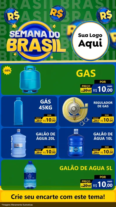 Modelo de TV para TV Vertical com o tema Semana Do Brasil para Água e gás