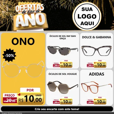 Modelo de Rede Social para Feed Facebook com o tema Ofertas de Fim de Ano para Óticas