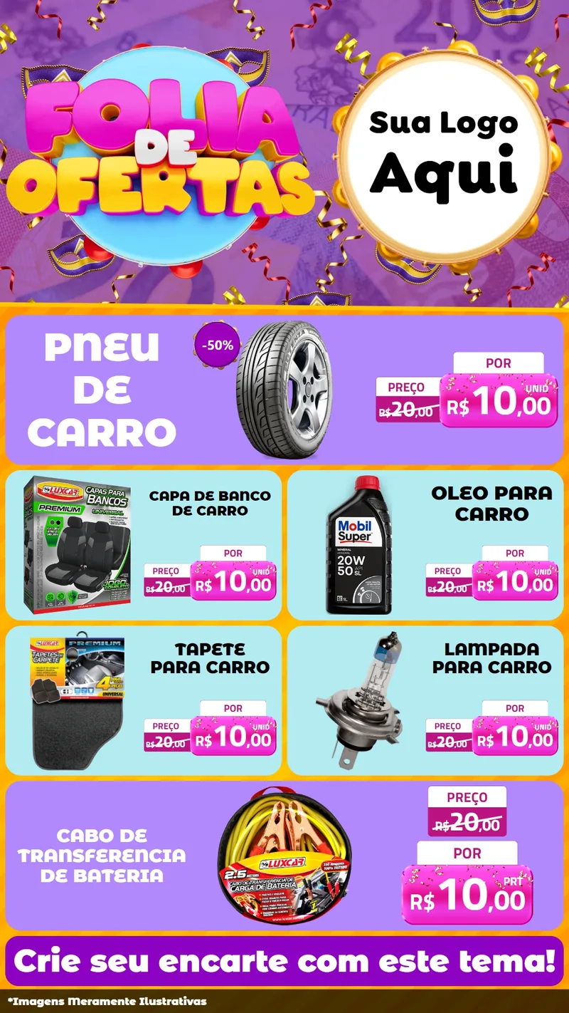 Modelo de TV para TV Vertical com o tema Folia de Ofertas para Auto peças