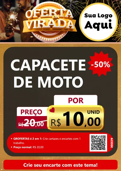 Modelo de Cartaz para Cartaz A4 Vertical com o tema Oferta da Virada para Moto peças