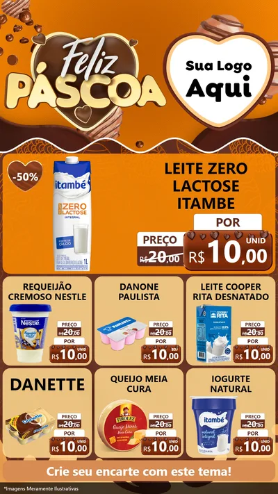 Modelo de Rede Social para Stories com o tema Feliz Páscoa para Frios e Laticínios