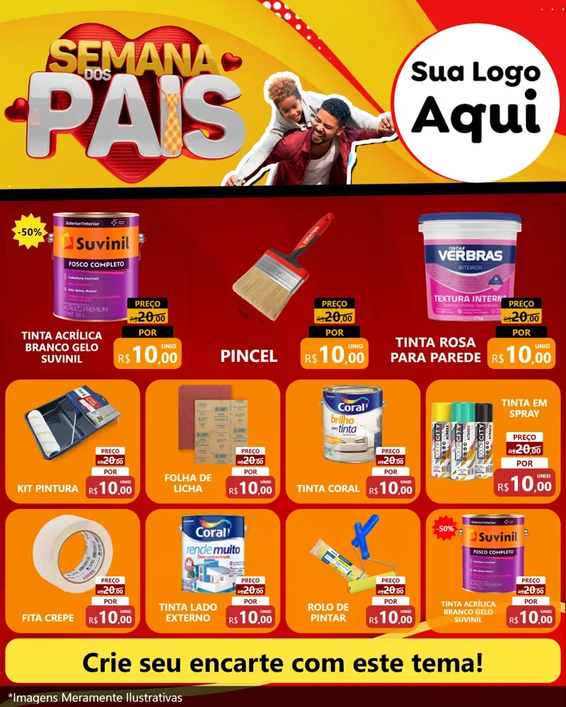 Modelo de Rede Social para Feed Instagram com o tema Semana Dos Pais para Tintas e Ferramentas