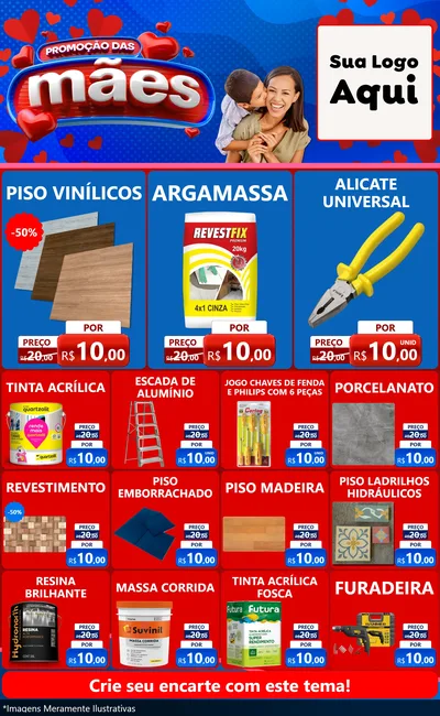 Modelo de Encarte para Encarte Grande com o tema Promoção das Mães para Material para Construção