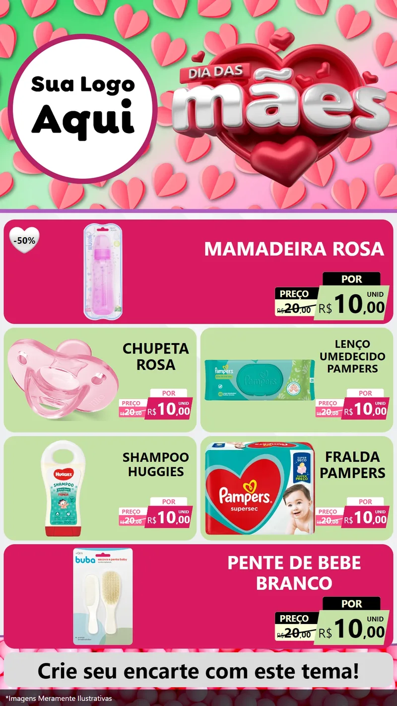 Modelo de TV para TV Vertical com o tema Dia das Mães para Bebês