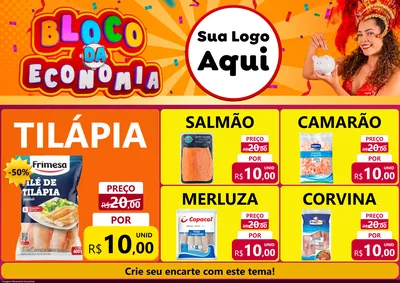 Modelo de Encarte para Encarte A4 Horizontal com o tema Bloco da Economia para Peixaria