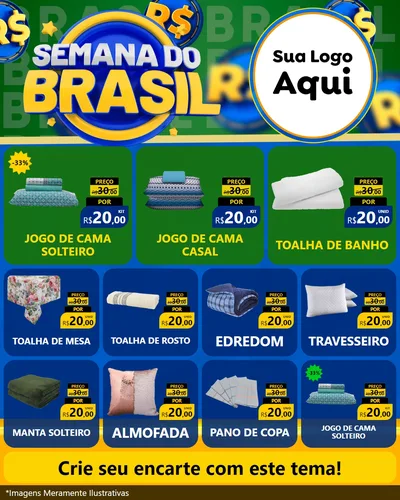Modelo de Rede Social para Feed Instagram com o tema Semana Do Brasil para Cama, Mesa e Banho