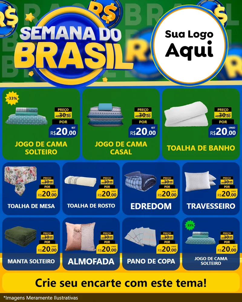 Modelo de Rede Social para Feed Instagram com o tema Semana Do Brasil para Cama, Mesa e Banho