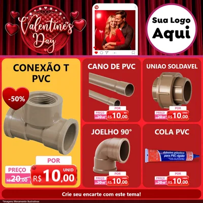 Modelo de Rede Social para Feed Facebook com o tema Valentine's Day para Tubos e conexões