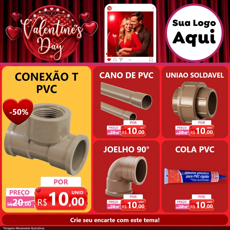 Modelo de Rede Social para Feed Facebook com o tema Valentine's Day para Tubos e conexões