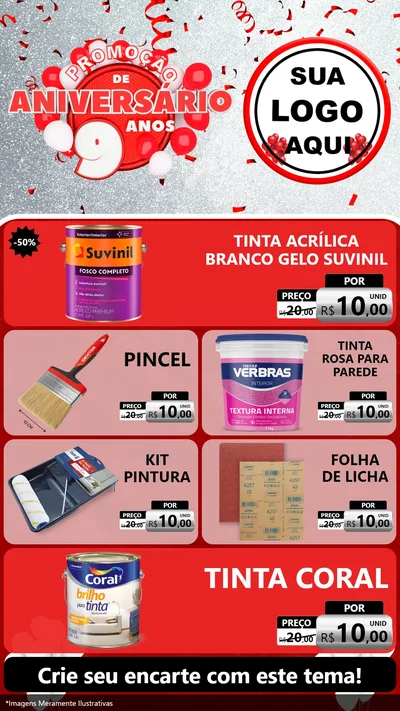 Modelo de TV para TV Vertical com o tema Promoção de Aniversário - 9 Anos para Tintas e Ferramentas